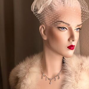 ♥️ Necklace 1950s CUBIC ZIRCONIA Rhinestone Choker, bridal, formal, price firm